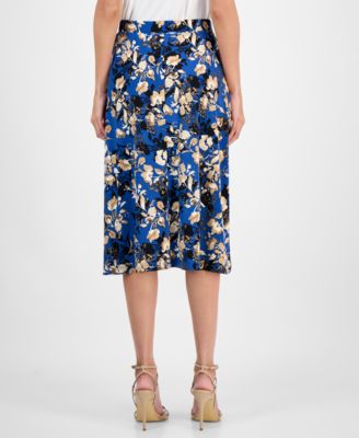 Women's Printed Pull-On Midi Skirt, Regular & Petite