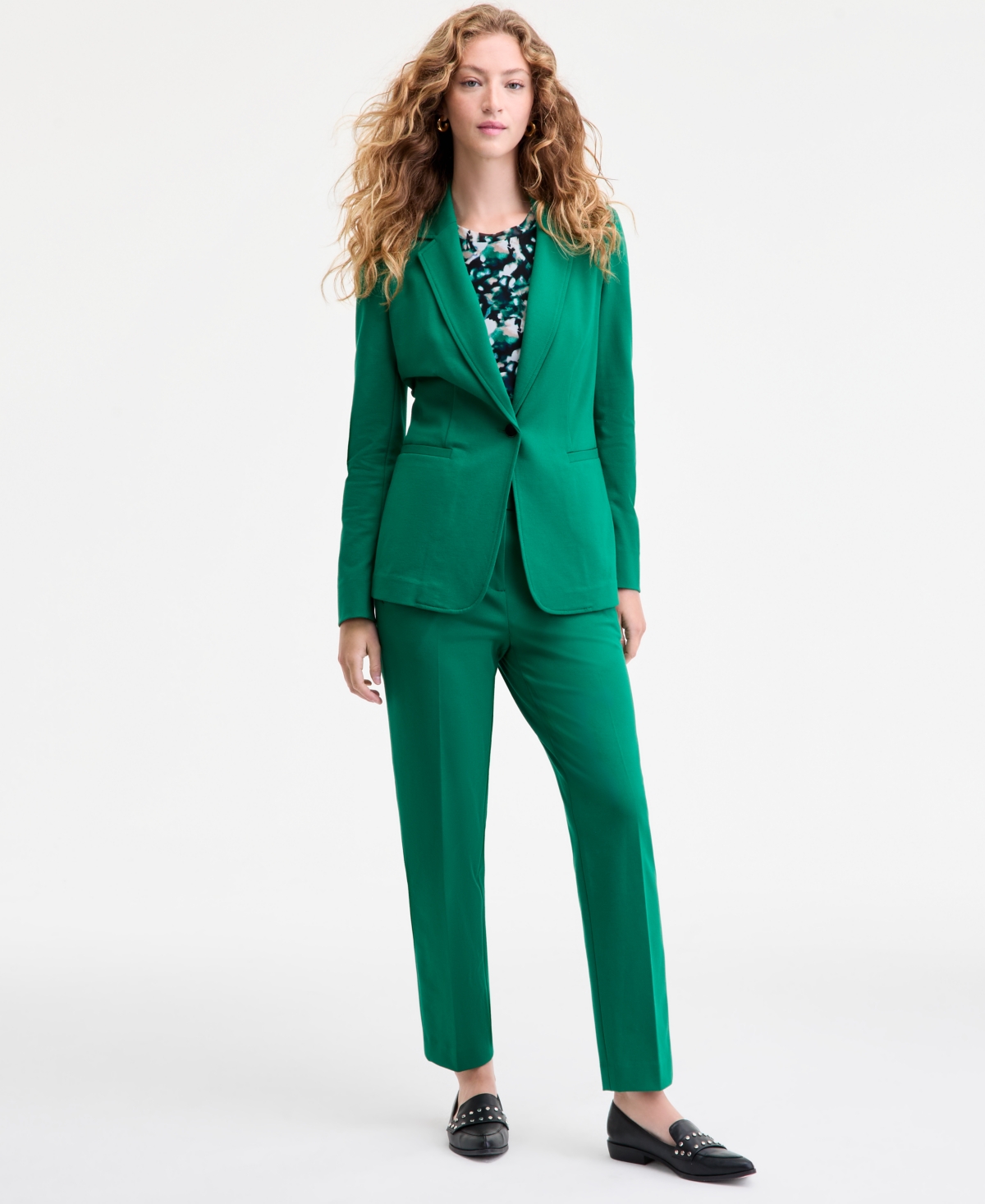 Bar Iii Women's Notch-collar Single Button Blazer, Created For Macy's In Green