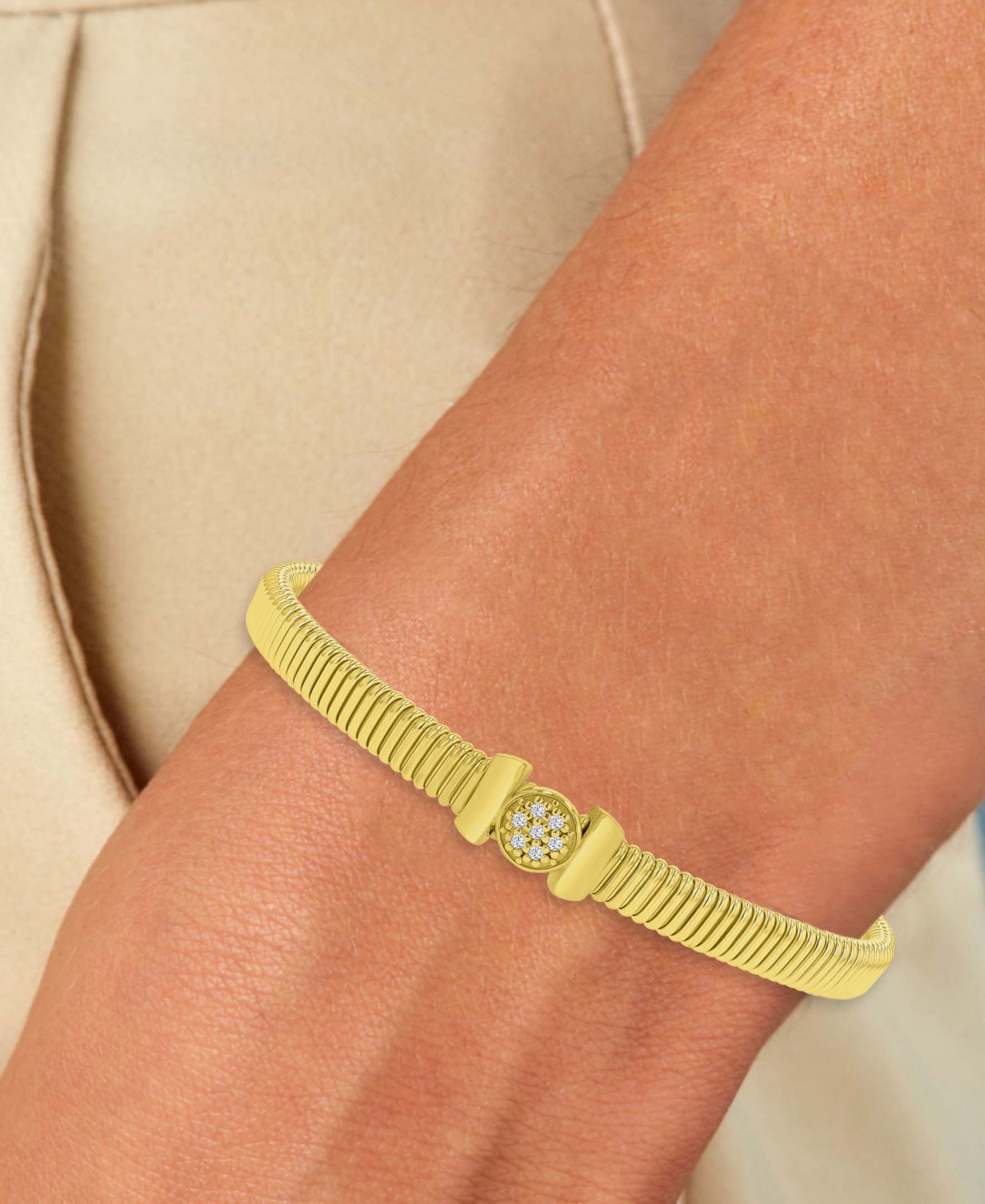 Macy's Cubic Zirconia Cluster Tubogas Cuff Bracelet In Gold