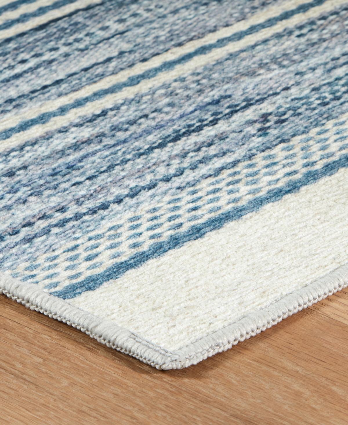 Dash And Albert Rugs By Annie Selke Ellington Stripe Machine Washable Da2339 6'x9' Area Rug In Blue