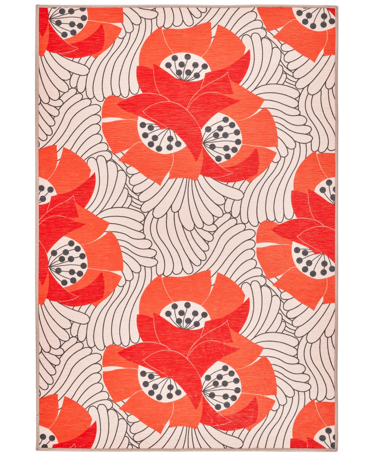 Dash And Albert Rugs By Annie Selke Japanese Poppy Machine Washable Da2177 6'x9' Area Rug In Multi