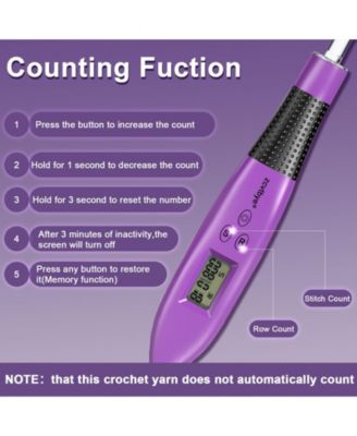18 Size Counting Crochet Hooks Set, Light Up Crochet Hooks for Stitch & Row Counter, Lighted Crochet Needles Kit with Case,Purple