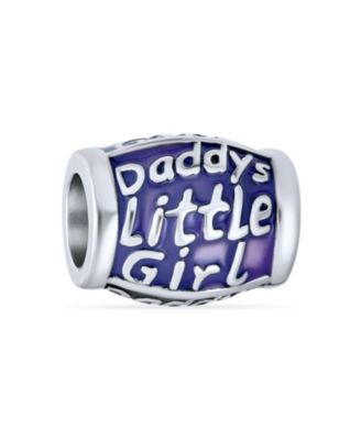 Set of 3 Daddy's Little Girl & Solid Lilac Purple Crystal Spacer Charm Bead Sterling Silver for European Bracelet