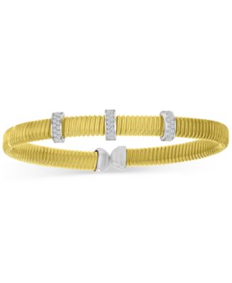 Cubic Zirconia Cuff Bracelet in 14k Gold-Plated Sterling Silver