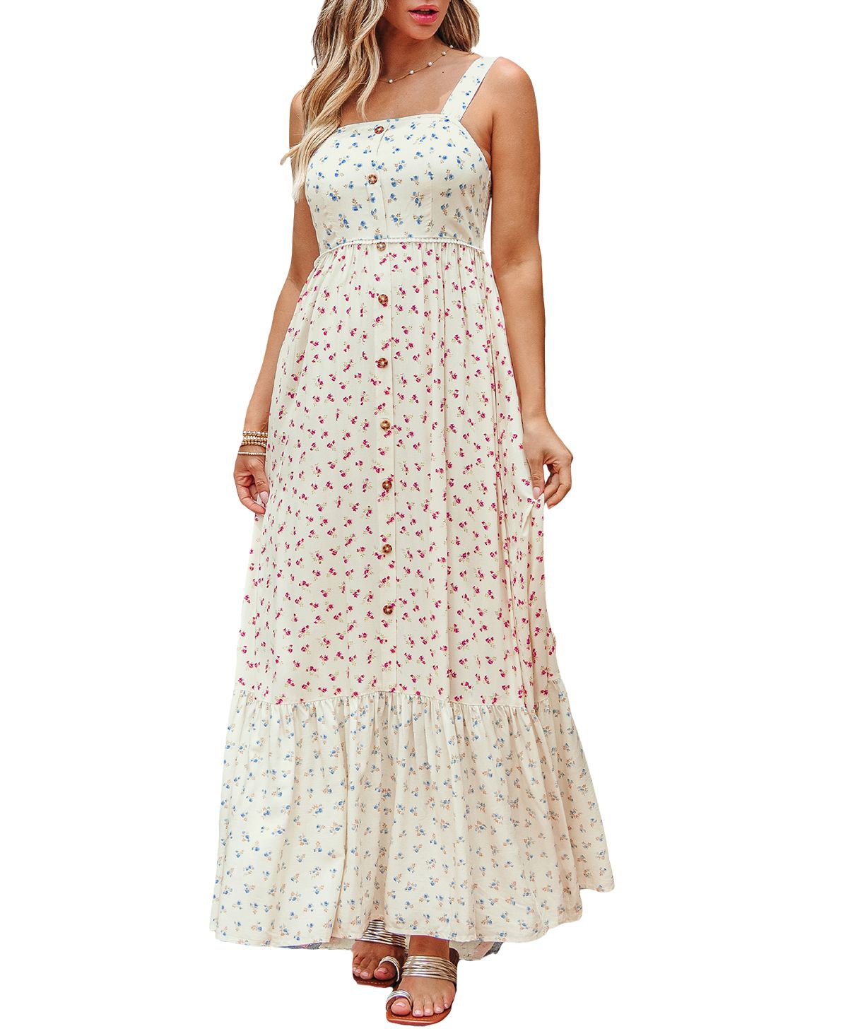 Women's Countryside Stroll Floral Maxi Beach Dress - Pink