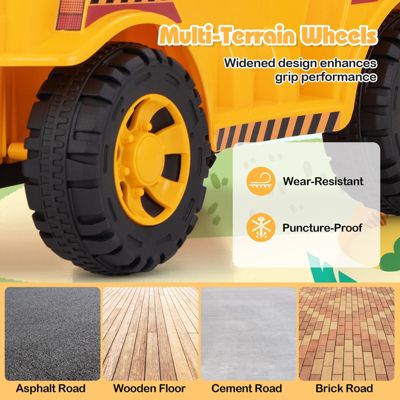 Ride on Toddler Car w/ Safety Helmet Ride on Excavator Car w/ Under-Seat Storage