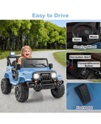 12V Kids Ride on Truck Car w/ Remote Control Threaded Wheels 3 Speeds LED Lights