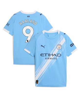 Puma - Big Boys and Girls Erling Haaland Sky Blue Manchester City 2025/26 Home Replica Player Jersey