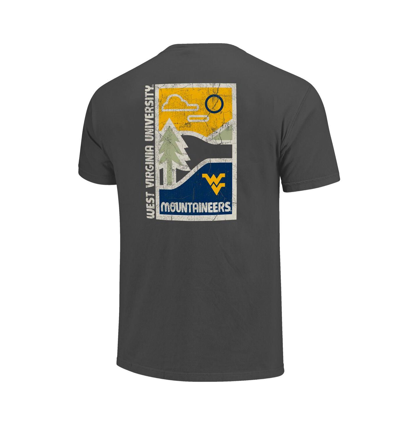 Мужская футболка Image One Graphite West Virginia Mountaineers Comfort Colors Minimal Vista Distressed Graphics — фото 3