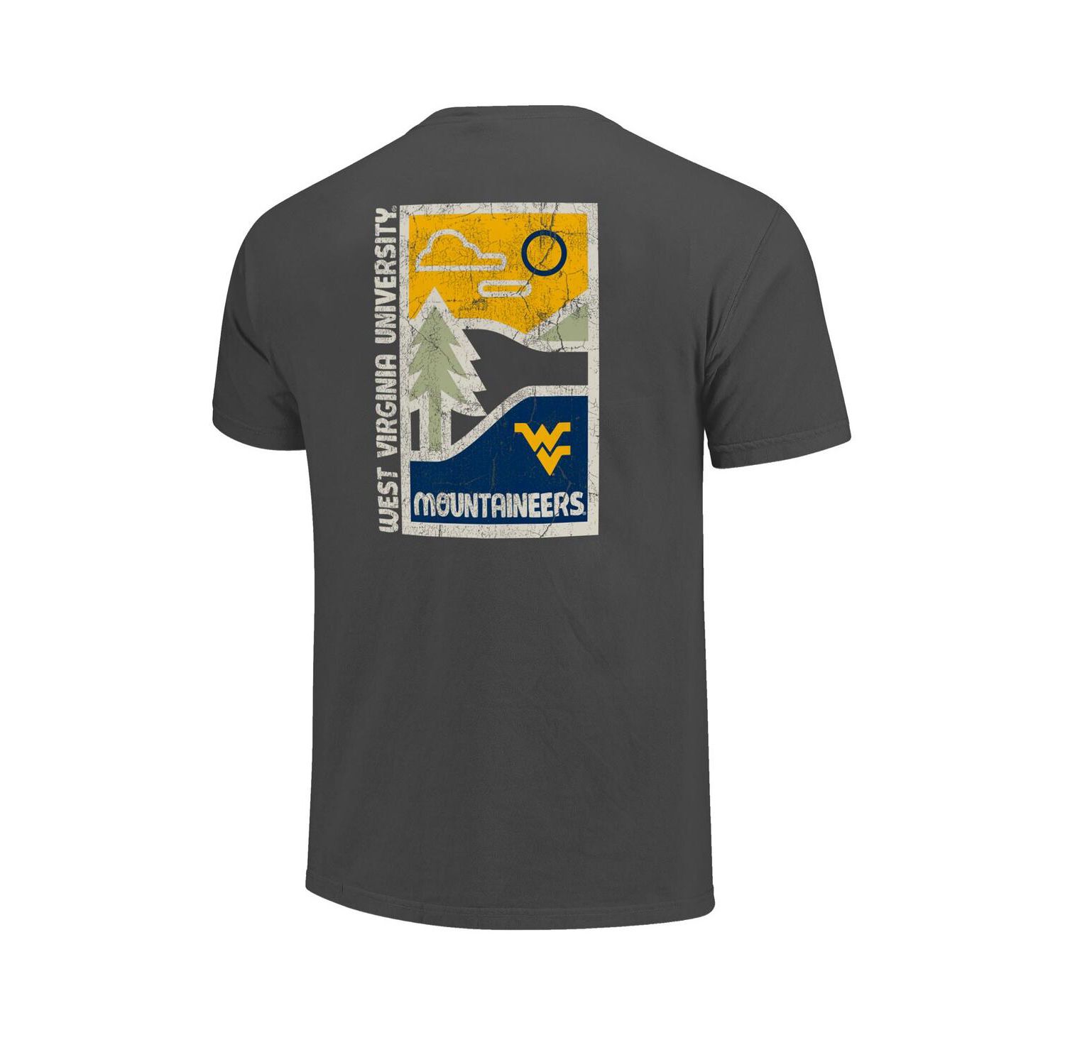 Men's Graphite West Virginia Mountaineers Comfort Colors Minimal Vista Distressed Graphics T-Shirt