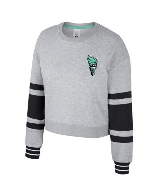 Men's and Women's Heather Gray New York Liberty Cropped Pullover Sweatshirt