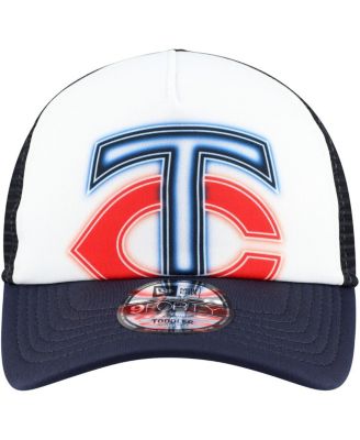 Toddler White/Navy Minnesota Twins Painted A-Frame 9FORTY Trucker Adjustable Hat