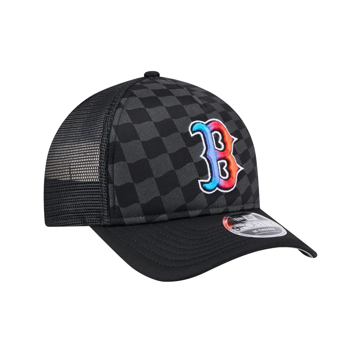 Men's Black Boston Red Sox Gradient 9FORTY A-Frame M-Crown Trucker Adjustable Hat