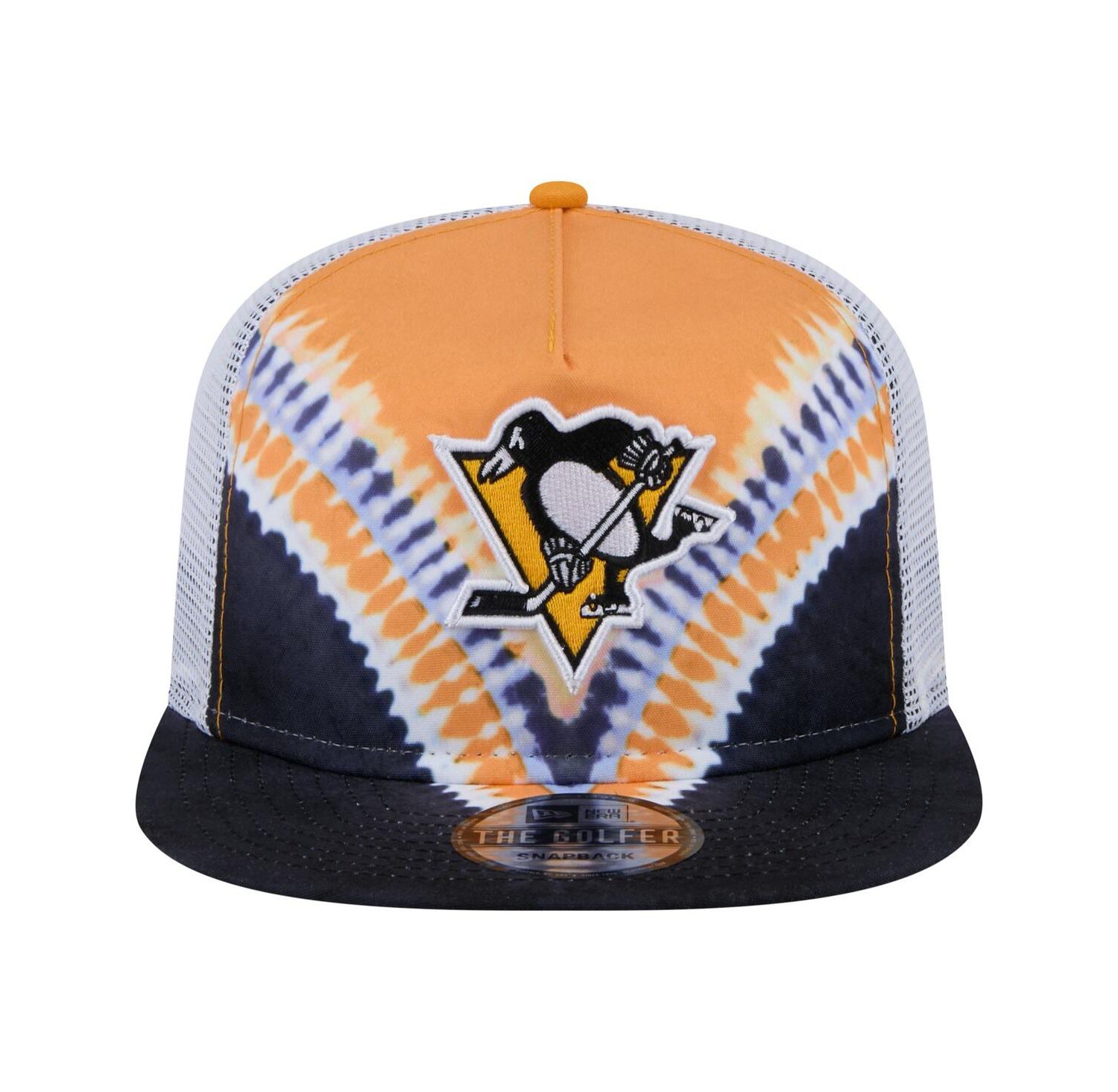 Men's Black/Gold Pittsburgh Penguins Throwback V-Dye Adjustable Golfer Hat