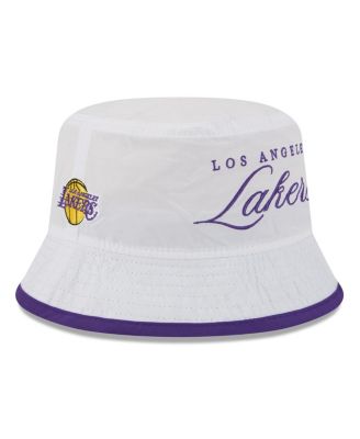 New Era - Men's White/Purple Los Angeles Lakers 2025 NBA Draft Nylon Bucket Hat