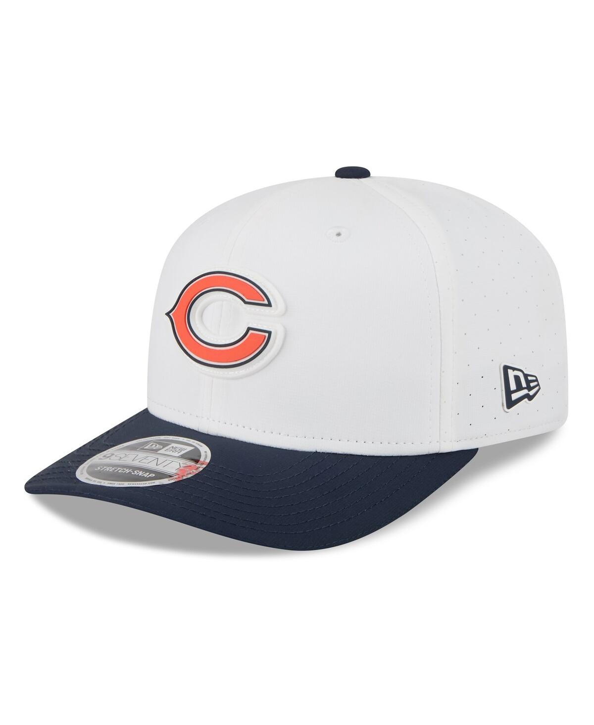 New Era Men's White/navy Chicago Bears 2025 Nfl Training Camp 9seventy Adjustable Hat