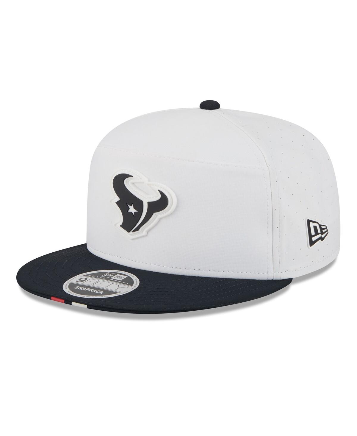 New Era Men's White/navy Houston Texans 2025 Nfl Training Camp Split Panel 9fifty Snapback Hat
