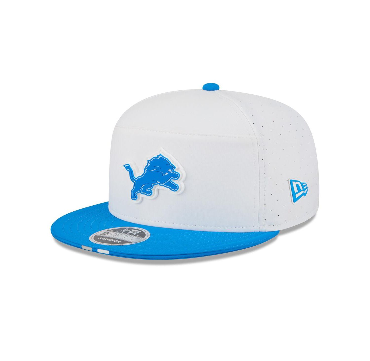 Men's White/Blue Detroit Lions 2025 NFL Training Camp Split Panel 9FIFTY Snapback Hat