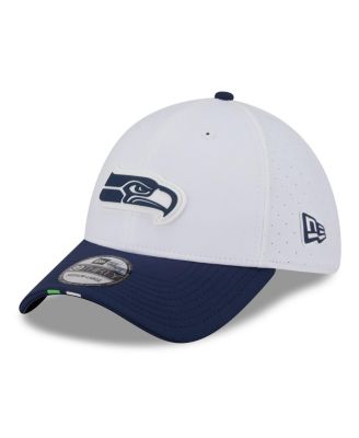 New Era - Men's White/College Navy Seattle Seahawks 2025 NFL Training Camp 39THIRTY Flex Hat