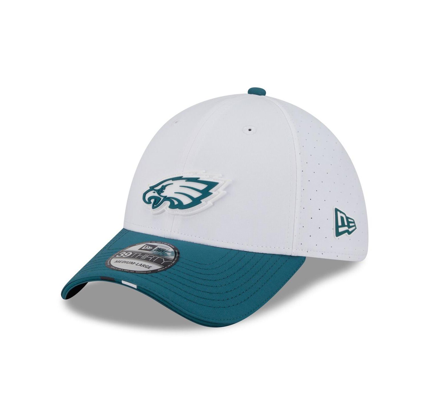 Men's White/Midnight Green Philadelphia Eagles 2025 NFL Training Camp 39THIRTY Flex Hat