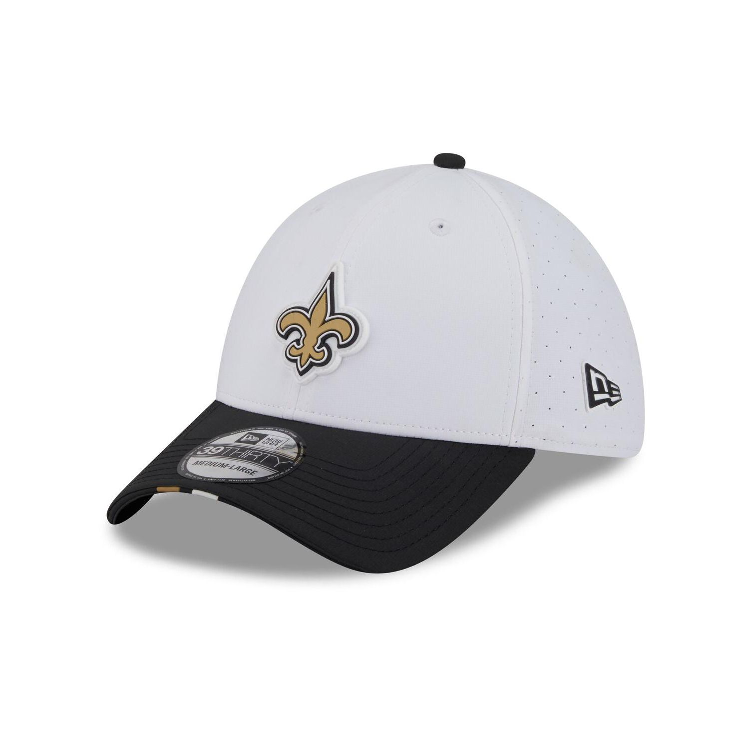 Men's White/Black New Orleans Saints 2025 NFL Training Camp 39THIRTY Flex Hat