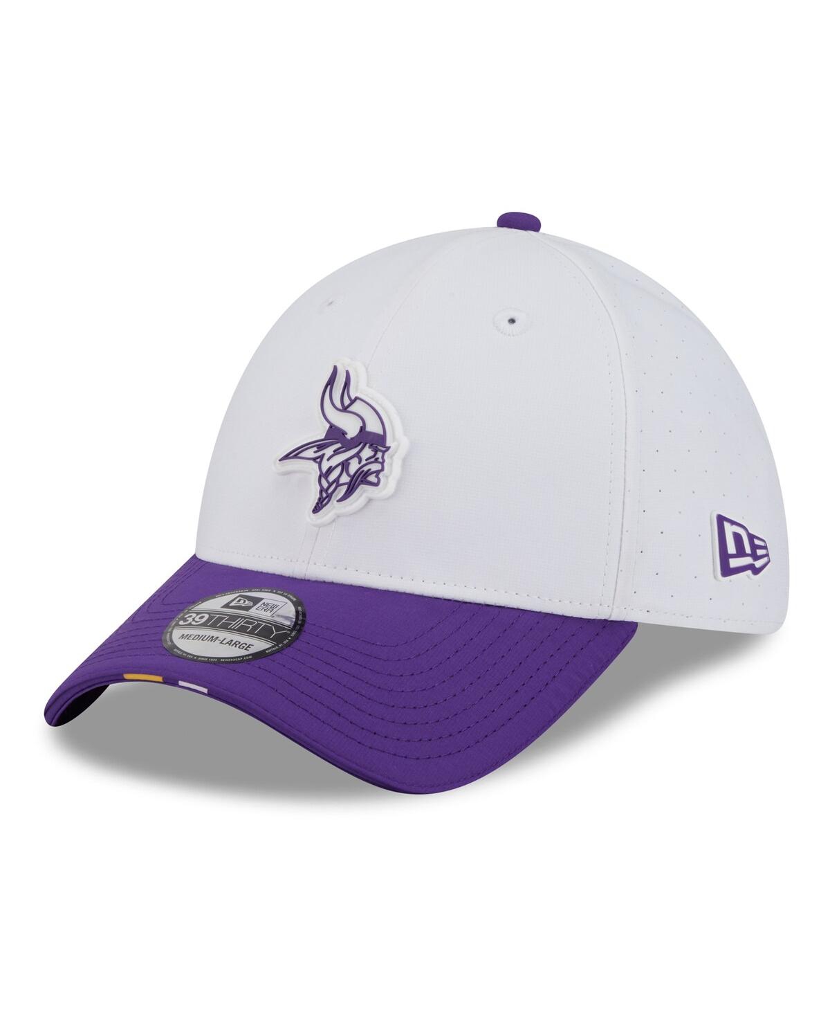 New Era Men's White/purple Minnesota Vikings 2025 Nfl Training Camp 39thirty Flex Hat