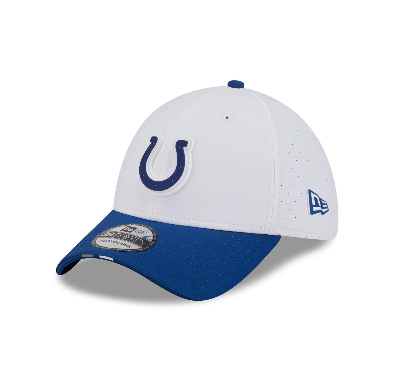 Men's White/Royal Indianapolis Colts 2025 NFL Training Camp 39THIRTY Flex Hat