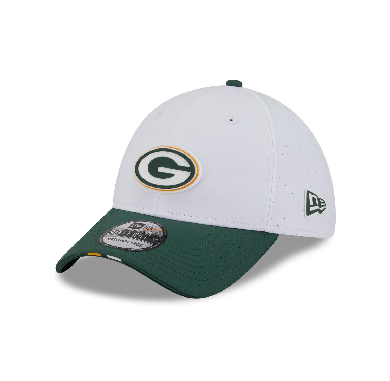 Men's White/Green Bay Packers 2025 NFL Training Camp 39THIRTY Flex Hat