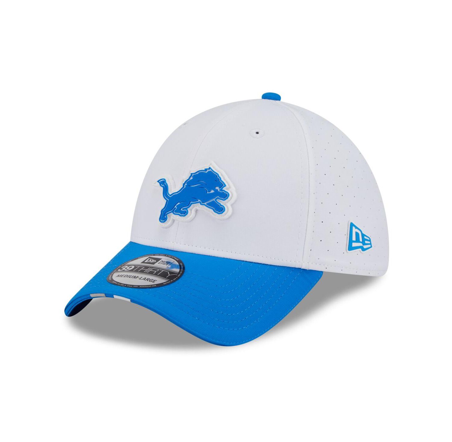 Men's White/Blue Detroit Lions 2025 NFL Training Camp 39THIRTY Flex Hat