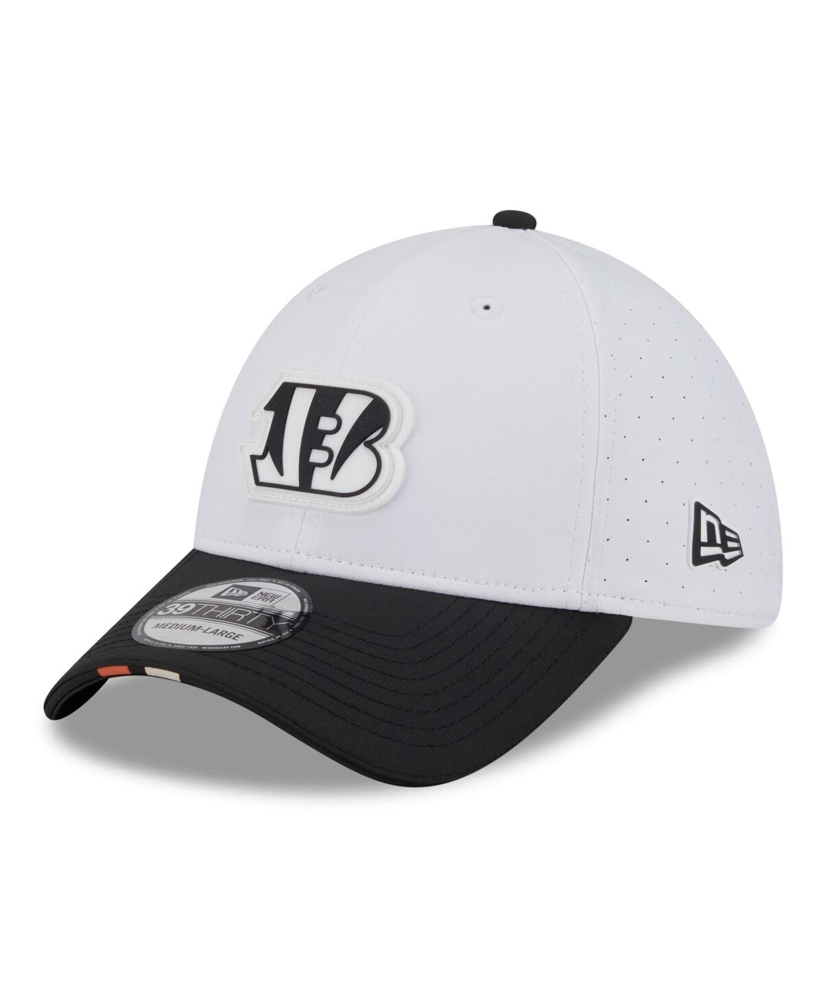 New Era Men's White/black Cincinnati Bengals 2025 Nfl Training Camp 39thirty Flex Hat