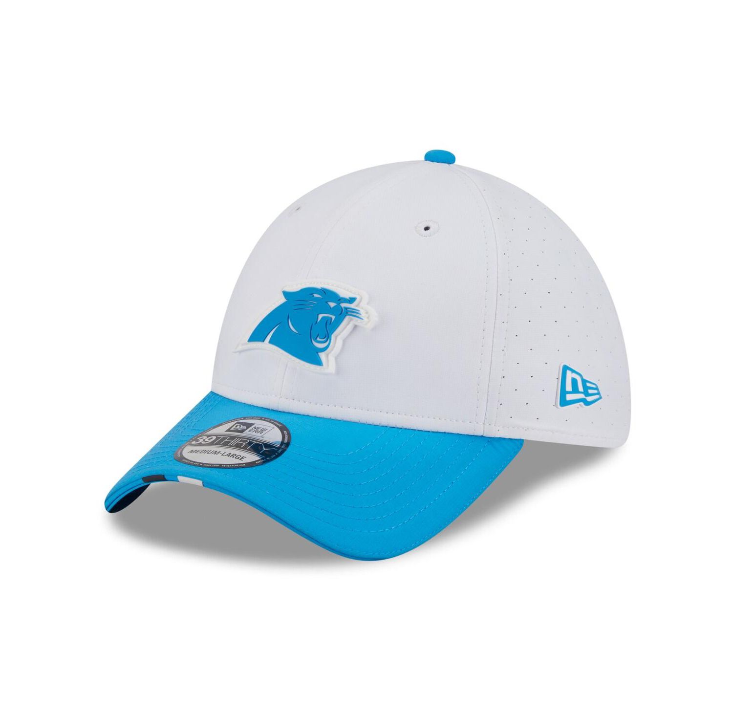 Men's White/Blue Carolina Panthers 2025 NFL Training Camp 39THIRTY Flex Hat