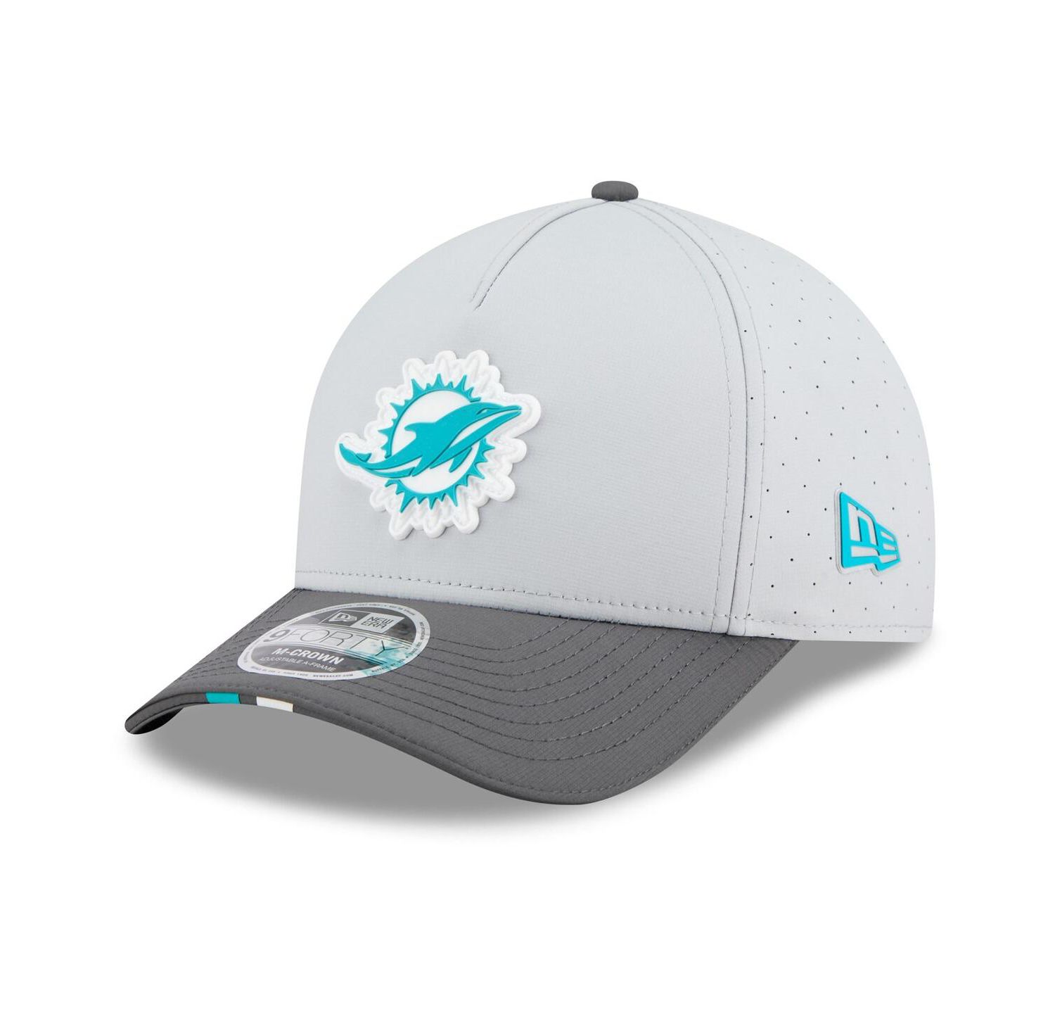 Men's Gray/Graphite Miami Dolphins 2025 NFL Training Camp A-Frame 9FORTY Adjustable Hat