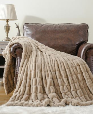 Luxurious Reversible Rabbit Faux Fur Throw, 50" x 60"