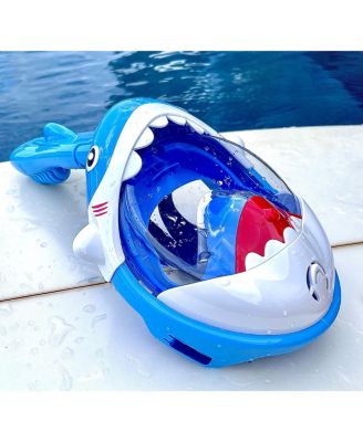Sharky Blue Full Face Snorkel Mask – Anti-Fog, Safe Waterproof Underwater Snorkeling Mask for Kids & Teenagers