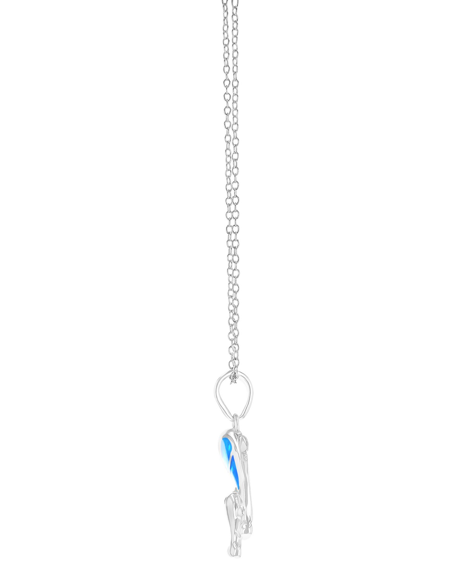 Opal (5X3MM) Dolphin Pendant Necklace in Sterling Silver