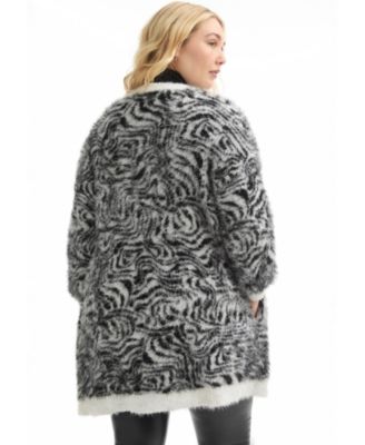 Women's June + Vie Leopard-Print Eyelash Cardigan