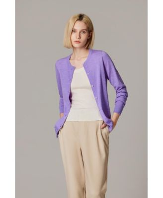 Women's 100% Merino Wool Light Weight Cardigan | Ultra Soft Fine-gauge Sweaters Machine Washable
