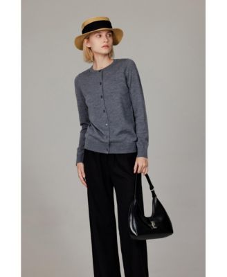 Women's 100% Merino Wool Light Weight Cardigan | Ultra Soft Fine-gauge Sweaters Machine Washable