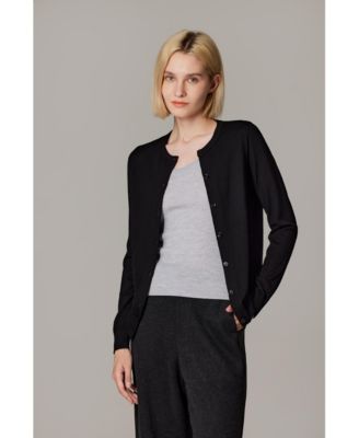 Women's 100% Merino Wool Light Weight Cardigan | Ultra Soft Fine-gauge Sweaters Machine Washable