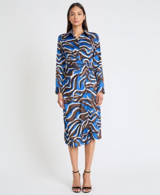 Donna Morgan - Women's Collared Chiffon Shirtdress