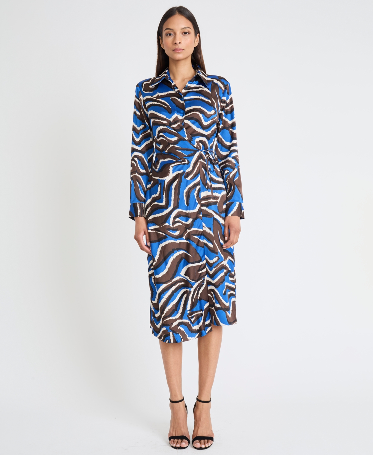 Donna Morgan Women's Collared Chiffon Shirtdress In Blue