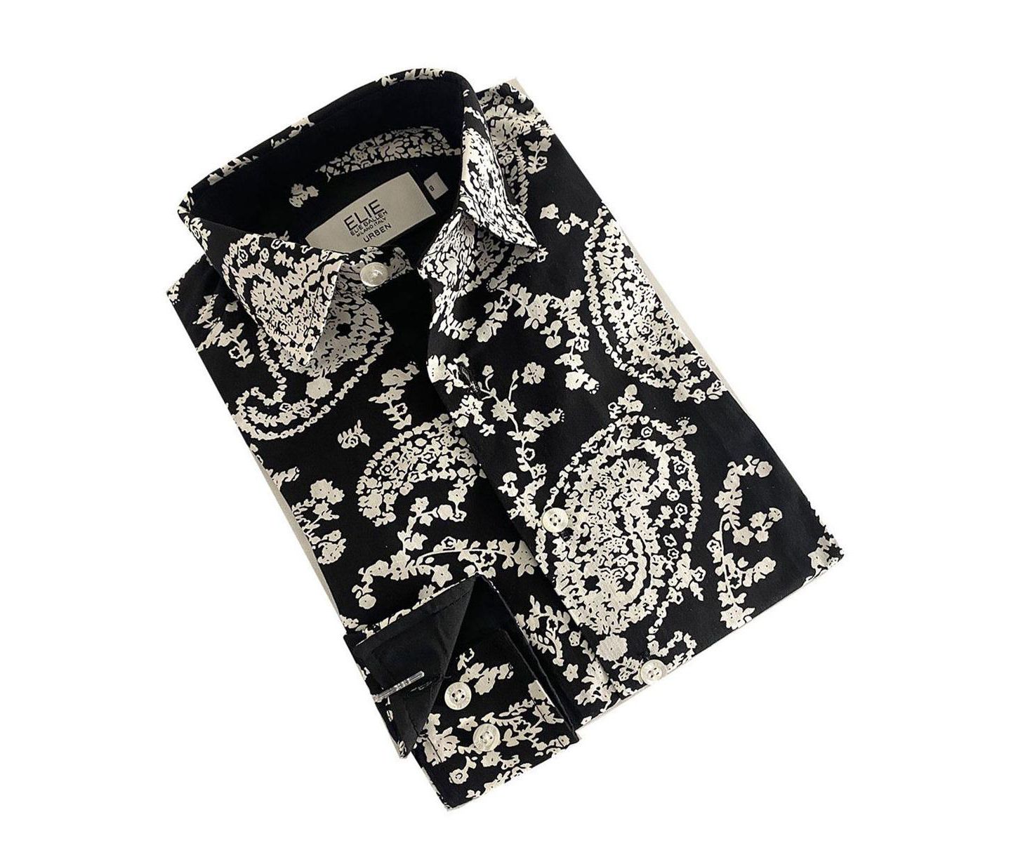Рубашка Elie Balleh Black Paisley Button Down Shirt для мальчиков, цвет: Чёрный — фото 2