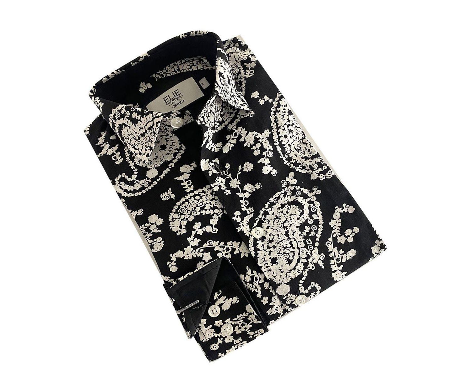 Little Boys Black Paisley Button Down Shirt