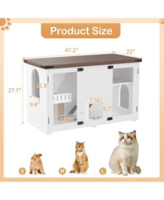 CASAINC 47.25" Large Cat Litter Box Enclosure with LED Light, Hidden Litter Box Furniture, Cat House with Stairs and Cat Scratching Post