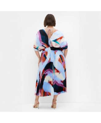 Plus Size Henley Print Midi Dress