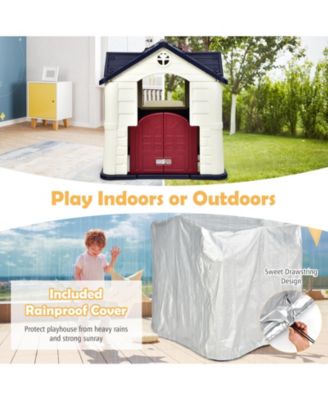 Playhouse for Kids, Outdoor Garden Games Cottage w/Working Doors & Windows