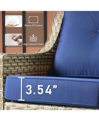 5 Piece Outdoor Rattan Patio Furniture Set with 3 Seat Sofa,Swivel Rocking Chairs,Solar Coffee Table,Wicker Sofa Set for Backyard and Porch