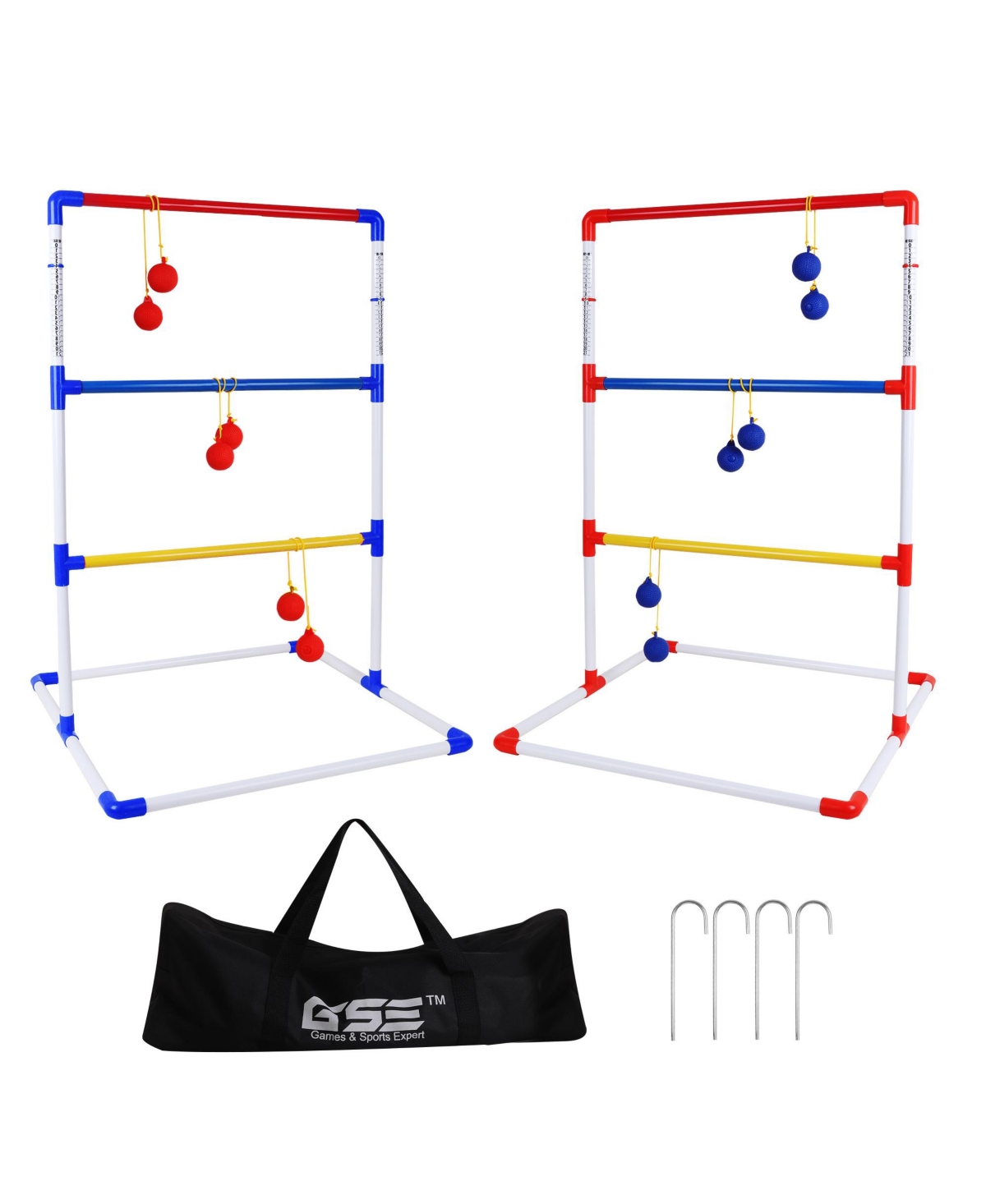 Premium Solid Plastic Ladder Ball Toss Game Set with Ladder Ball Bolas & Carrying Case