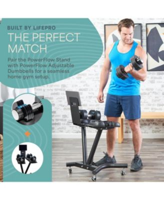 Adjustable Dumbbell Stand Rack – Compatible with PowerFlow Plus, PowerUp Plus & More – Phone Holder & Caster Wheels for Home Gym Storage