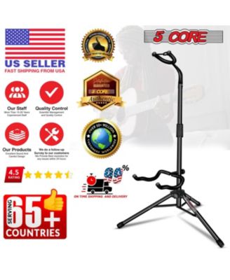 5Core Guitar Stand Pair Floor Folding Holder Soporte Para Guitarra for Acoustic Electric Bass - GSH HD BLK 2PK